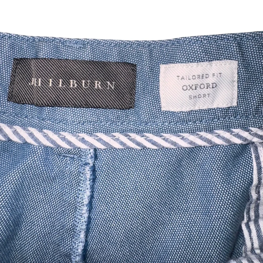 J. Hilburn Oxford Shorts Mens 34 Blue‎ Tailored Fit Cotton Casual Summer Preppy